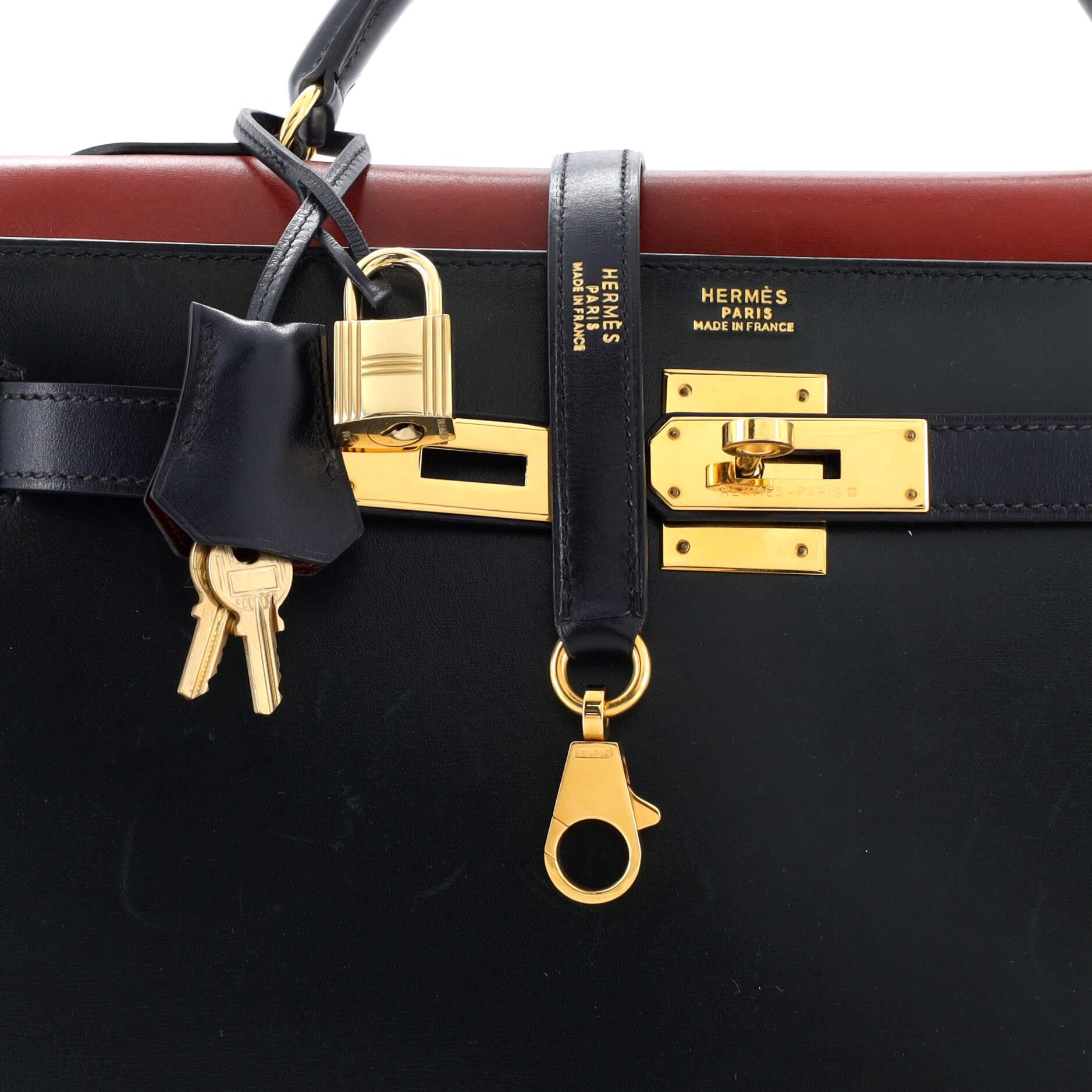 Hermes Kelly Handbag Tricolor Box Calf with Gold Hardware 32 2