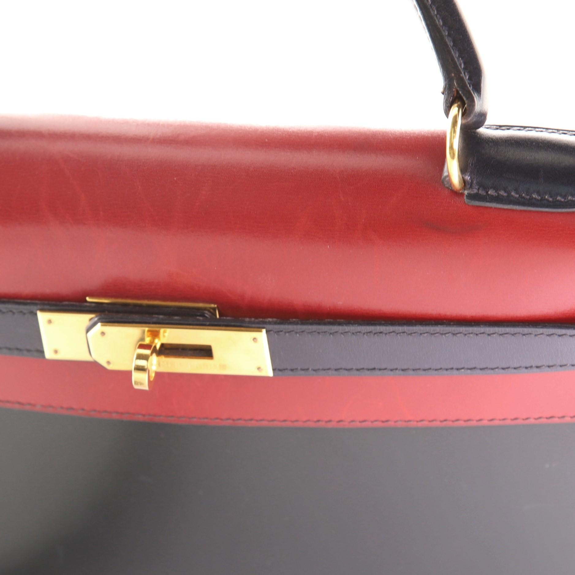 Hermes Kelly Handbag Tricolor Box Calf with Gold Hardware 32 3
