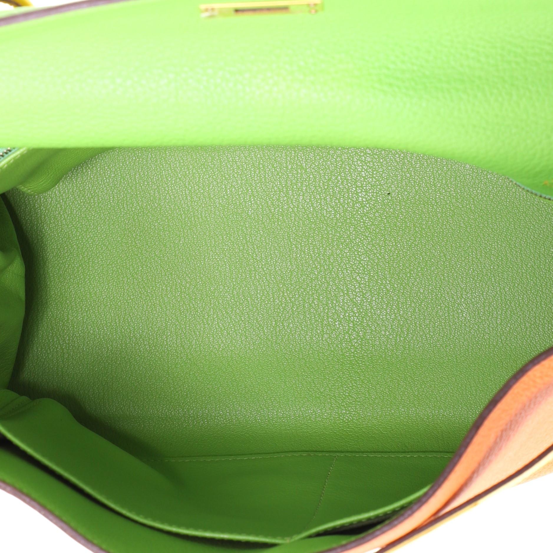 Hermes Kelly Handbag Tricolor Clemence with Gold Hardware 32 In Fair Condition In NY, NY