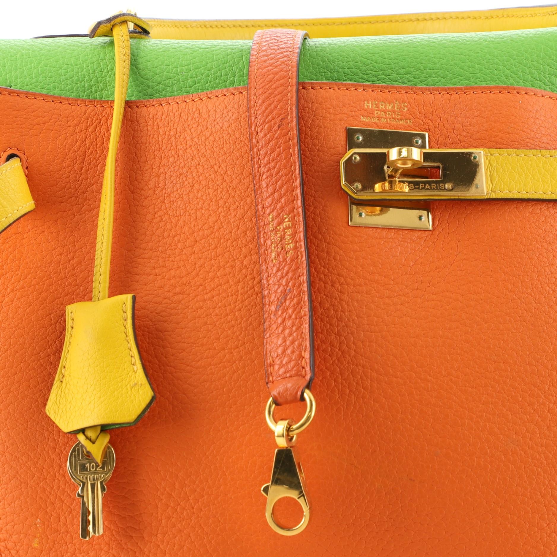Women's or Men's Hermes Kelly Handbag Tricolor Clemence with Gold Hardware 32
