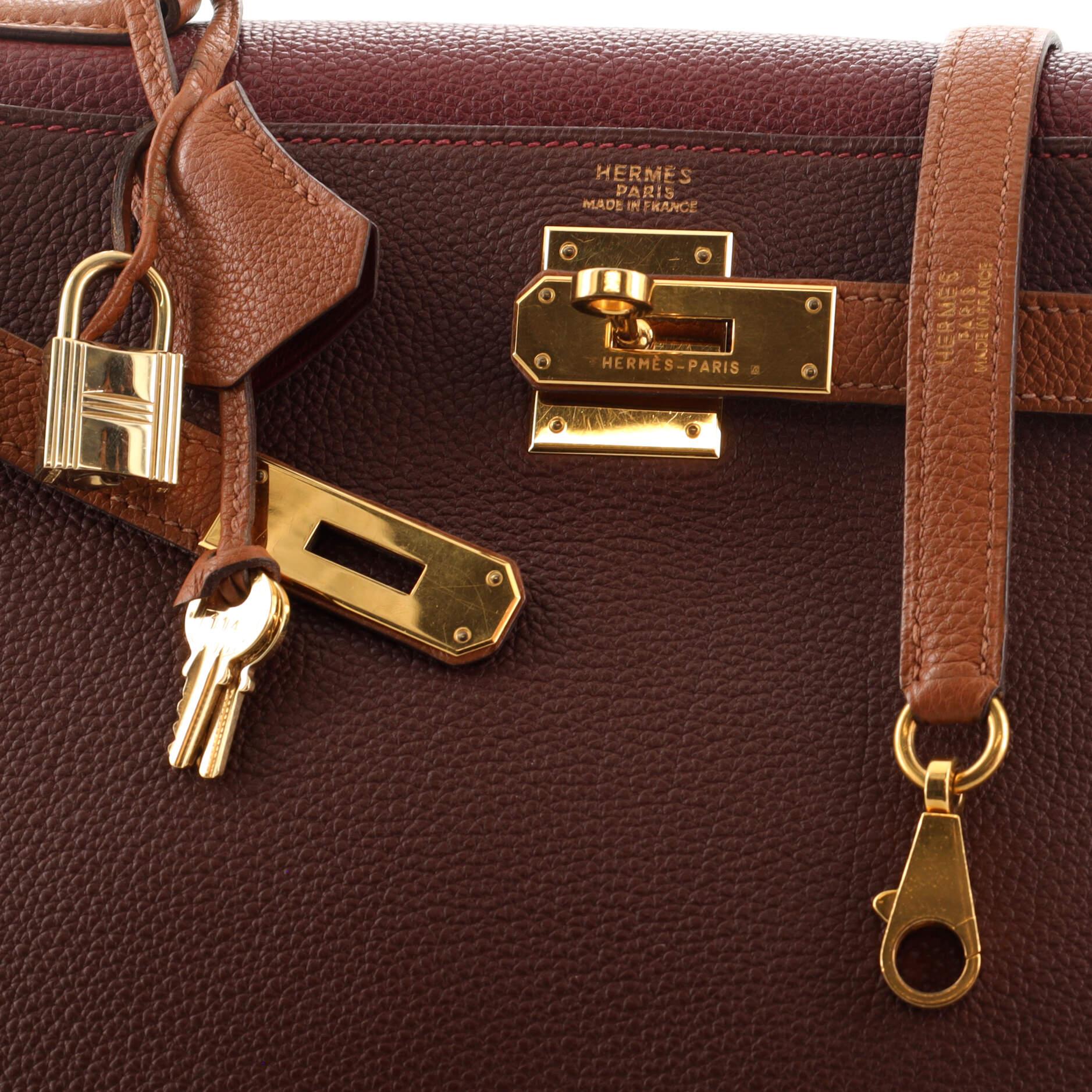 Hermes Kelly Handbag Tricolor Togo with Gold Hardware 32 2