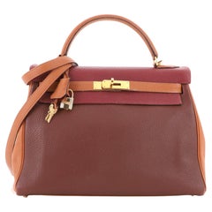 Hermes Kelly Handbag Tricolor Togo with Gold Hardware 32