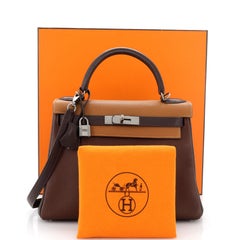 Hermes Kelly Handbag Tricolor Togo with Ruthenium Hardware 28