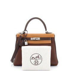 Hermes Kelly Handbag Tricolor Togo with Ruthenium Hardware 28