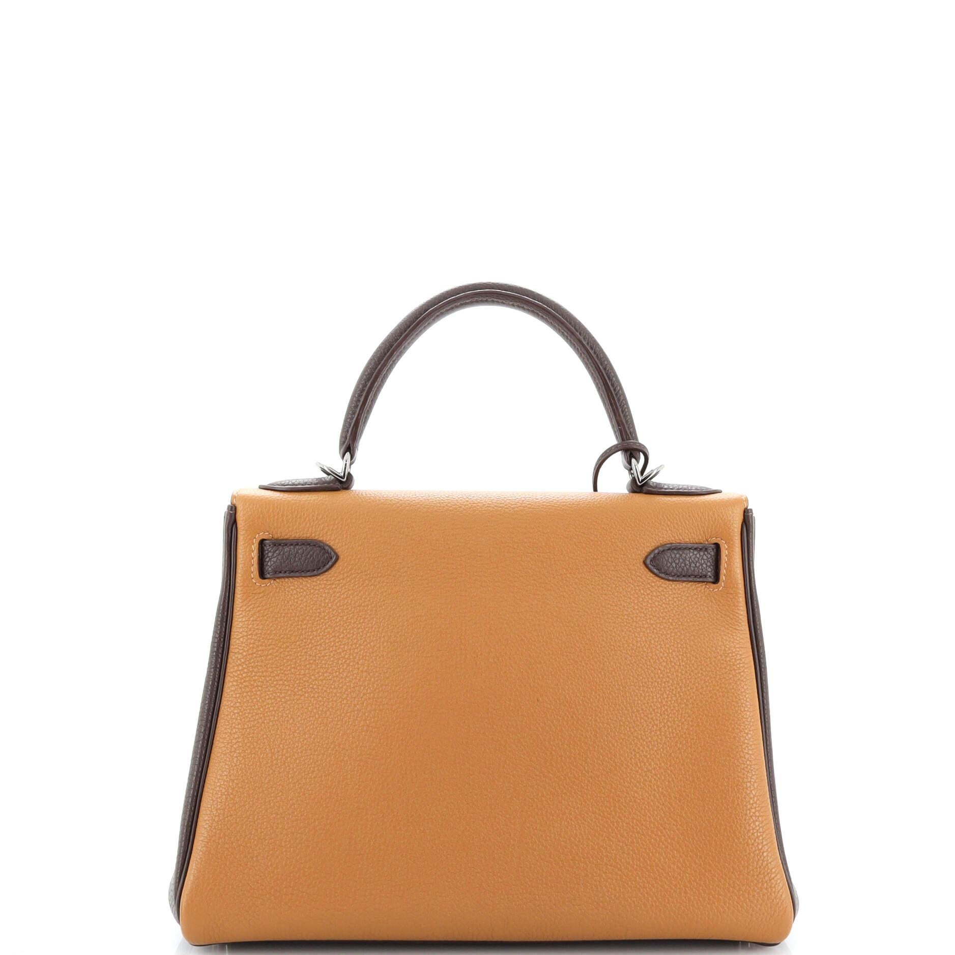 Women's Hermes Kelly Handbag Tricolor Togo with Ruthenium Hardware 28 For Sale