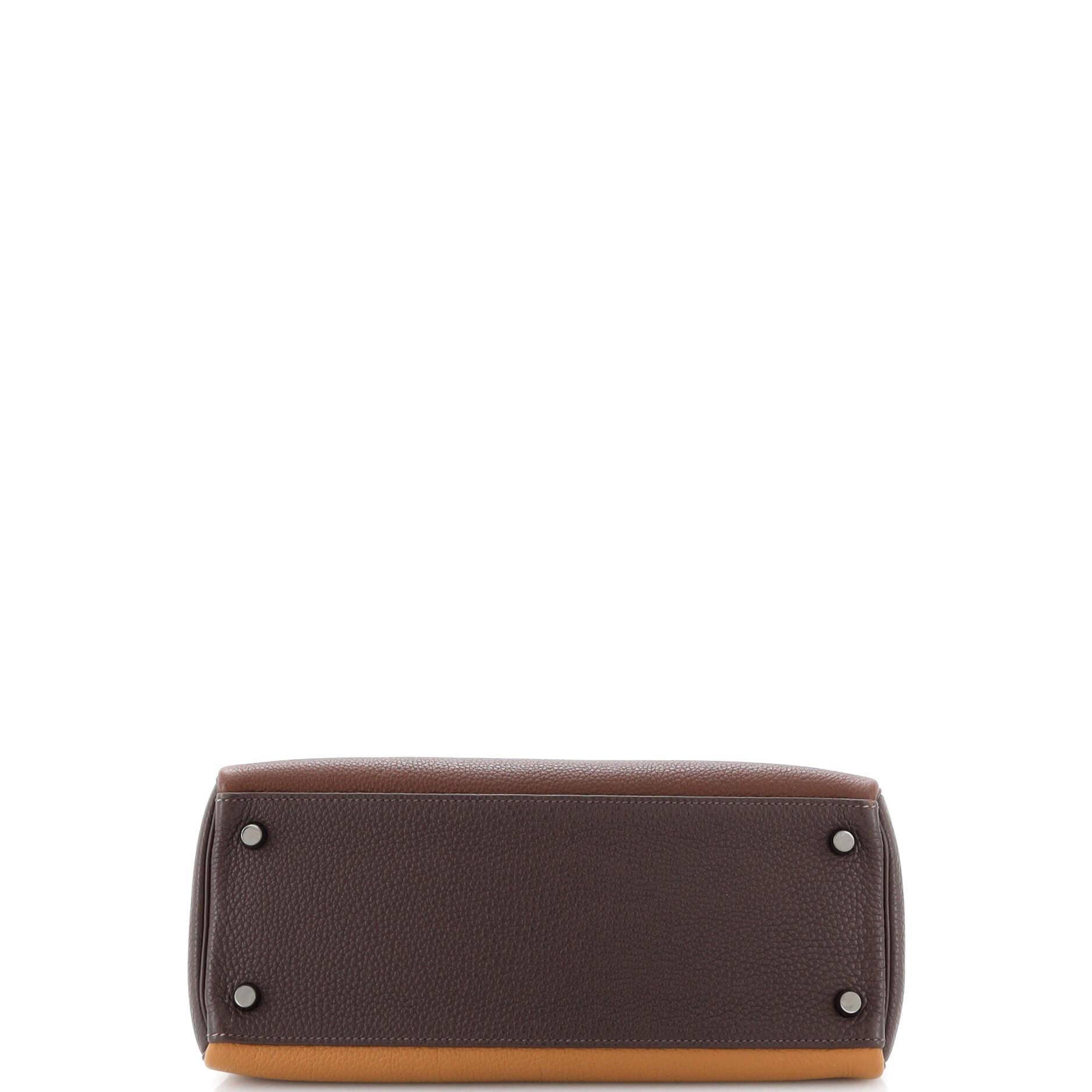 Hermes Kelly Handbag Tricolor Togo with Ruthenium Hardware 28 For Sale 1