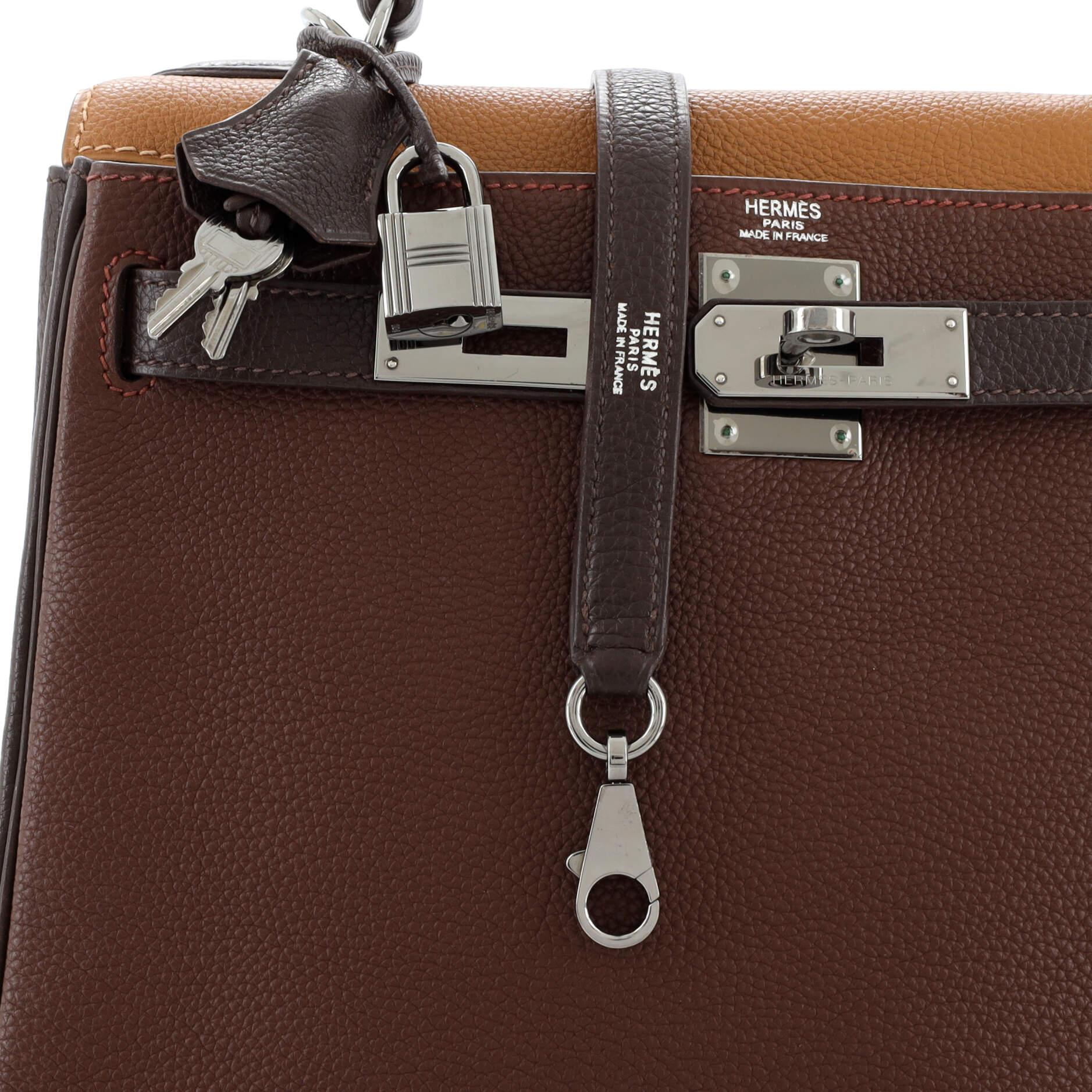 Hermes Kelly Handbag Tricolor Togo with Ruthenium Hardware 28 3