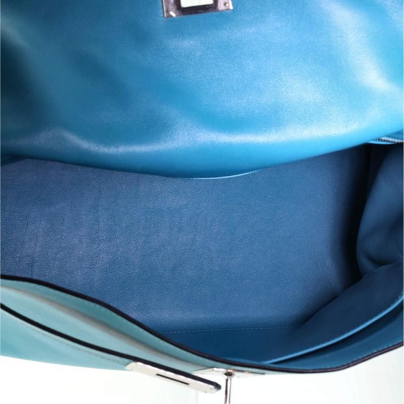 Women's or Men's Hermes Kelly Handbag Turquoise Swift with Palladium Hardware 35
