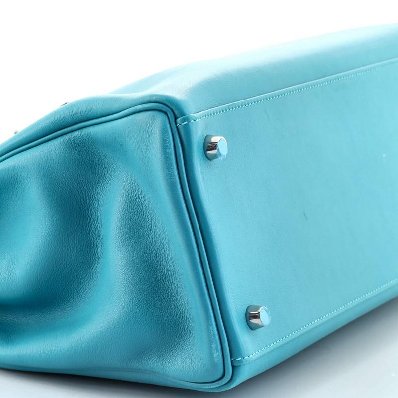Hermes Kelly Handbag Turquoise Swift with Palladium Hardware 35 1