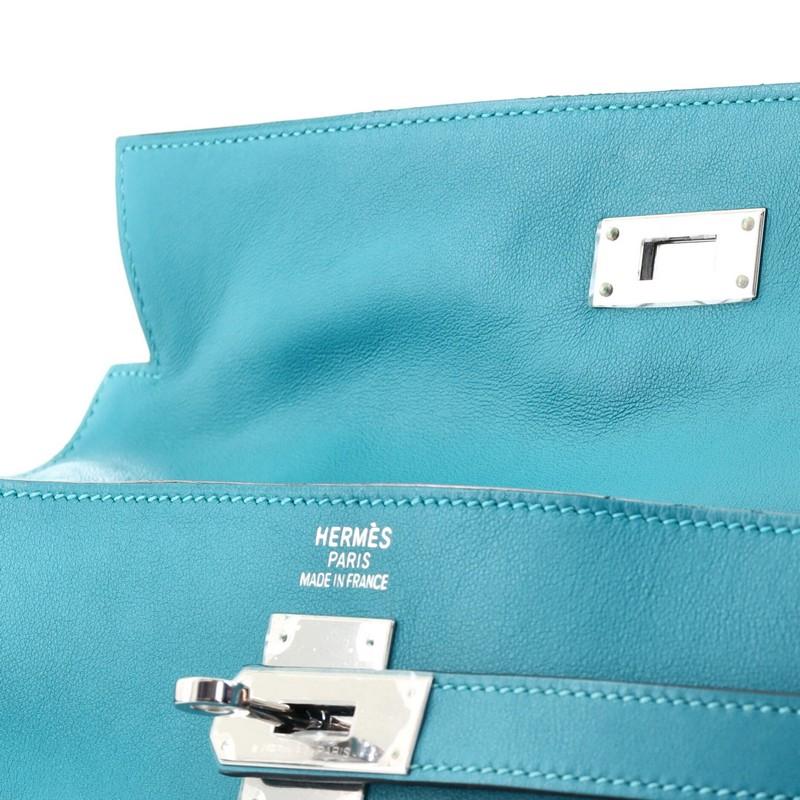 Hermes Kelly Handbag Turquoise Swift with Palladium Hardware 35 3
