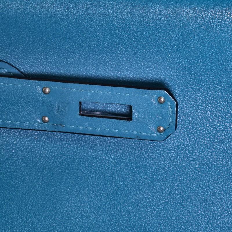 Hermes Kelly Handbag Turquoise Swift with Palladium Hardware 35 4