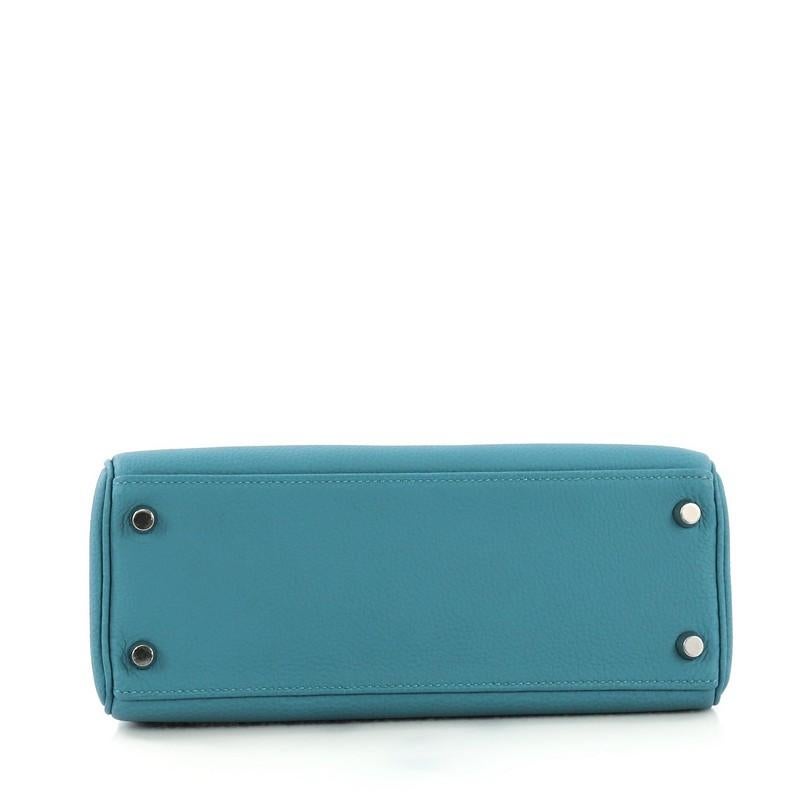 Hermes Kelly Handbag Turquoise Togo with Palladium Hardware 25 1