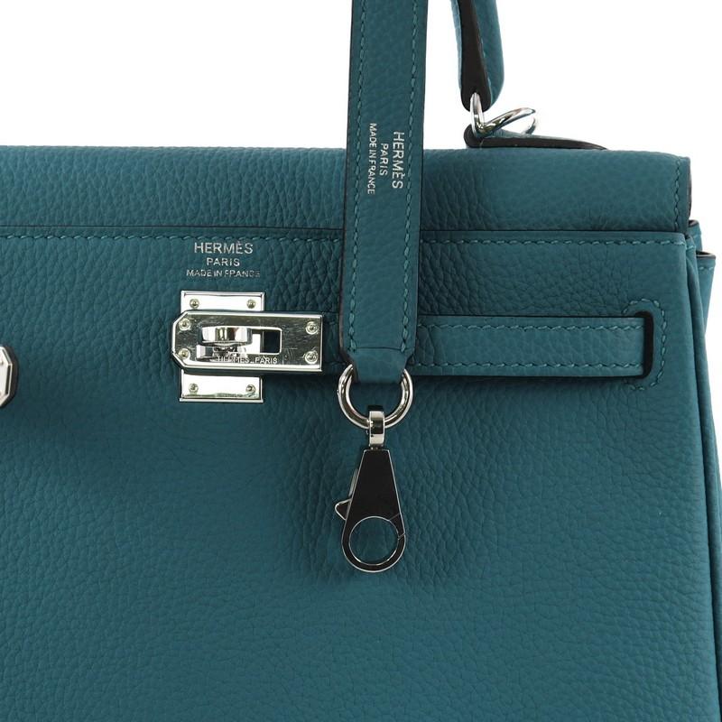 Hermes Kelly Handbag Turquoise Togo with Palladium Hardware 25 3