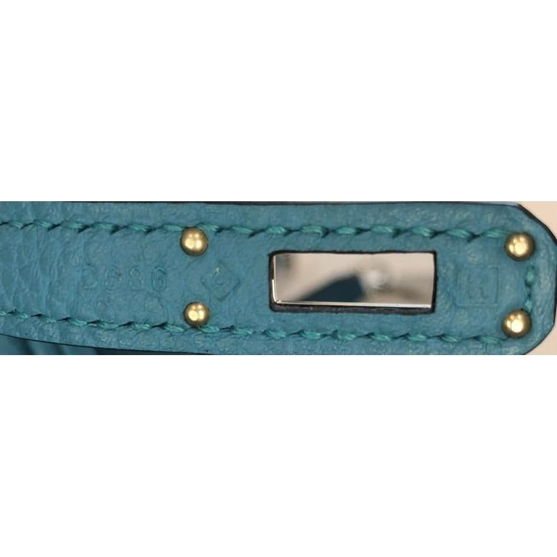 Hermes Kelly Handbag Turquoise Togo with Palladium Hardware 25 4