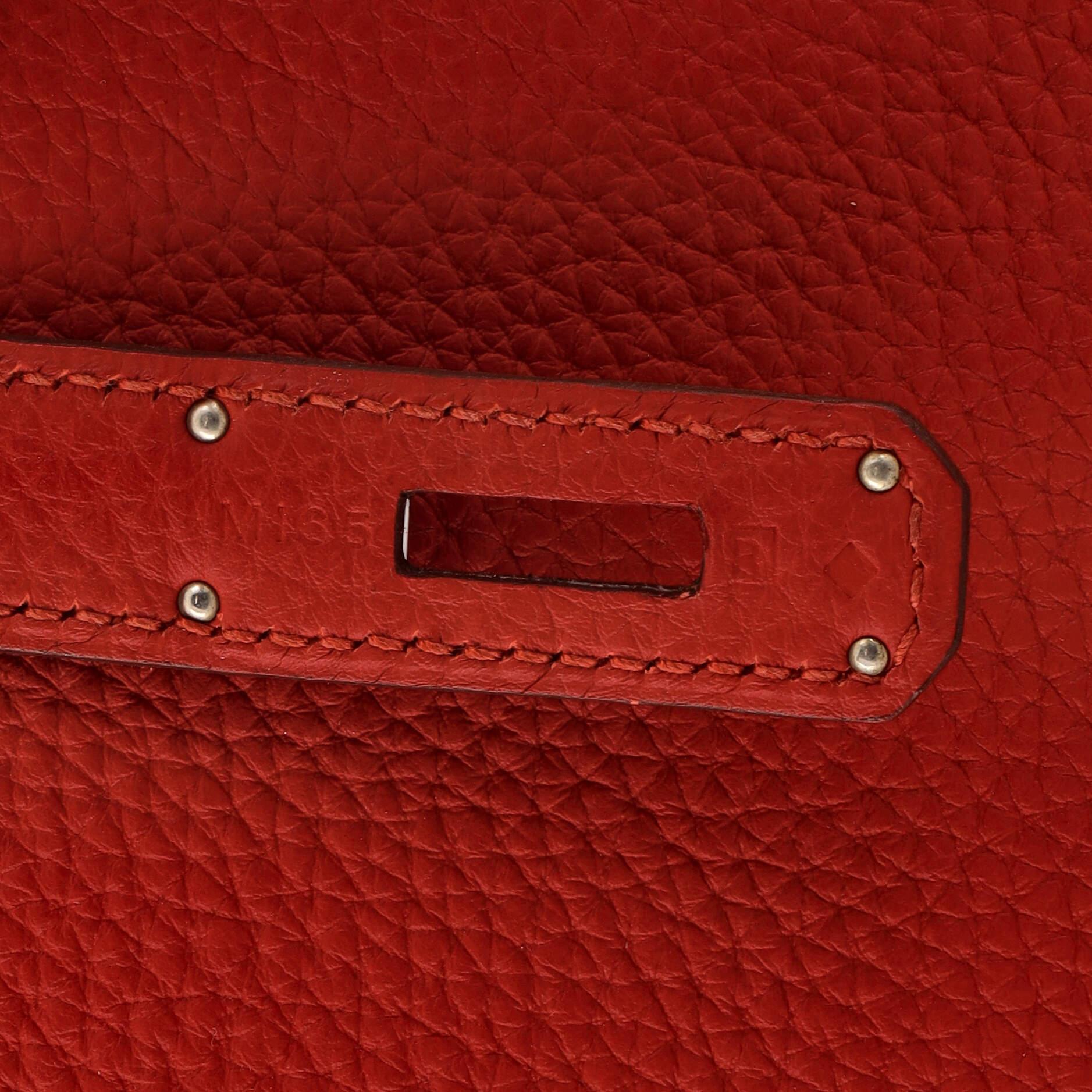 Hermes Kelly Handbag Vermillon Togo with Palladium Hardware 28 6
