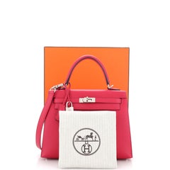Hermes Kelly Handbag Verso Epsom with Palladium Hardware 25