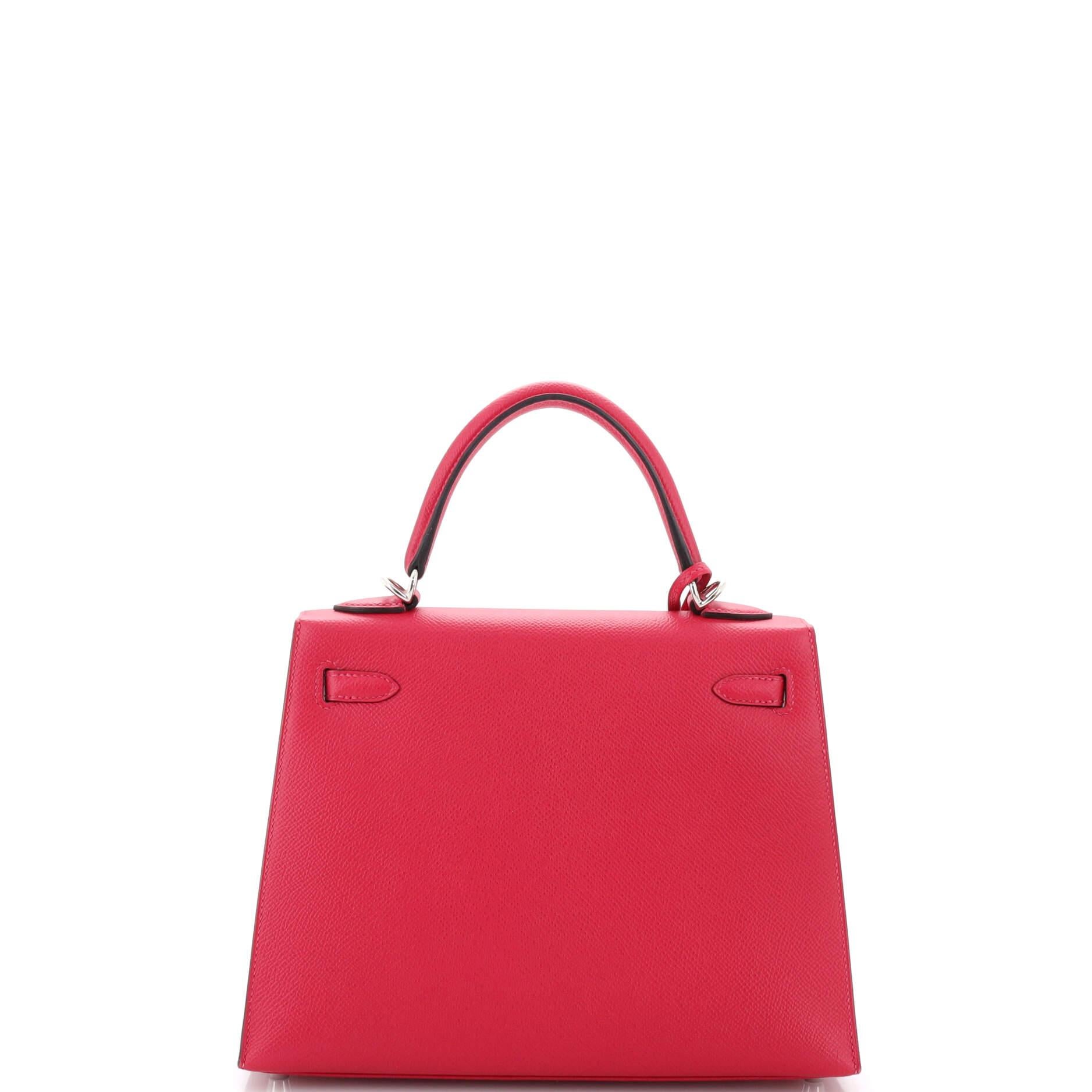 Women's Hermes Kelly Handbag Verso Epsom with Palladium Hardware 25 For Sale