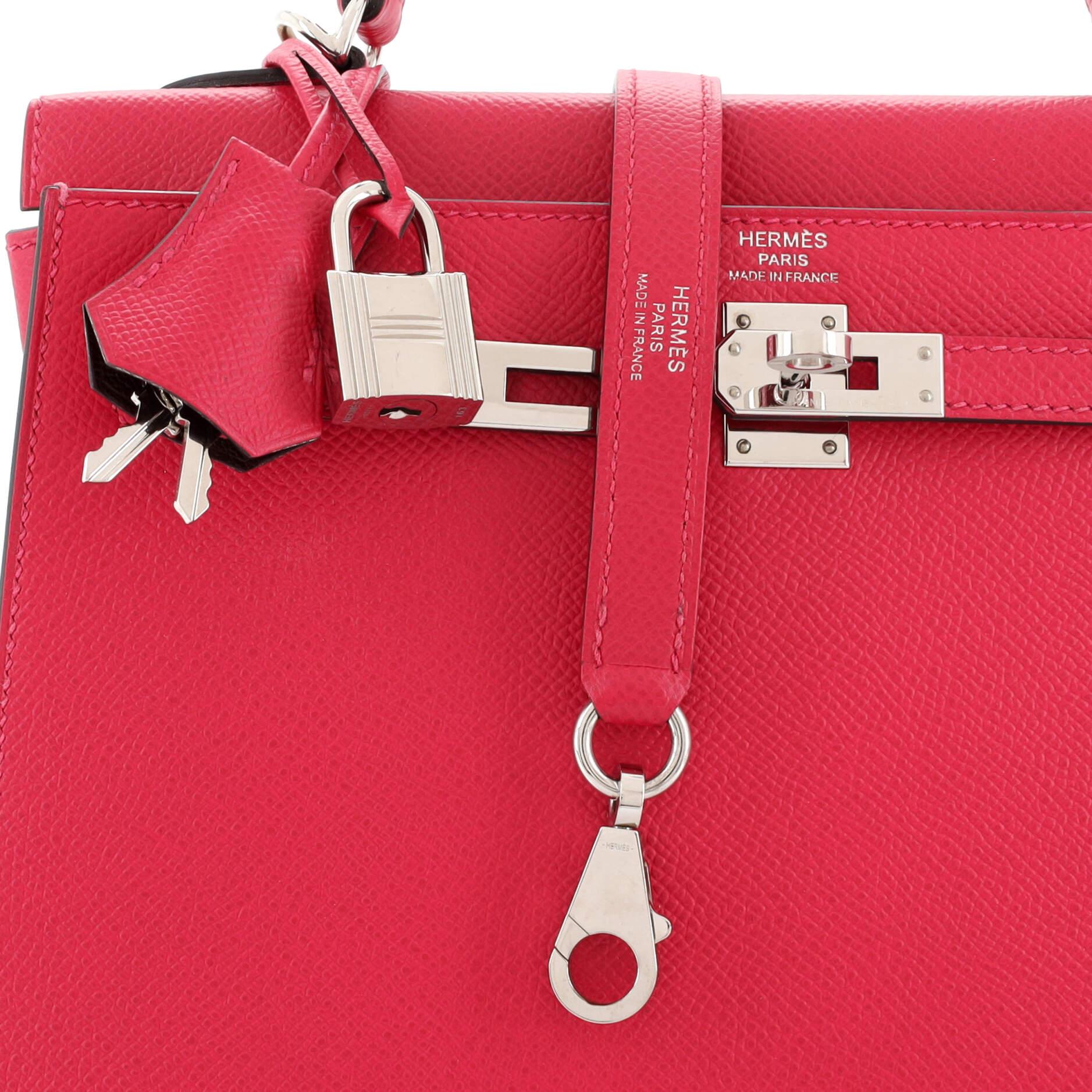 Hermes Kelly Handbag Verso Epsom with Palladium Hardware 25 For Sale 3