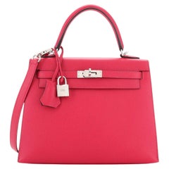 Hermes Kelly Handbag Verso Epsom with Palladium Hardware 25