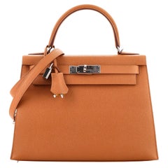 Hermes Kelly Handbag Verso Epsom with Palladium Hardware 28