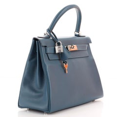 Hermes Kelly Handbag Verso Evercolor with Palladium Hardware 28