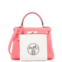 Hermes Kelly Handbag Verso Evercolor with Palladium Hardware 28