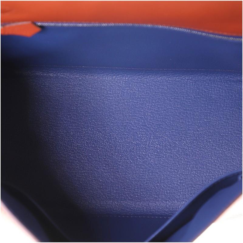 Hermes Kelly Handbag Verso Evercolor with Palladium Hardware 28 In Good Condition In NY, NY