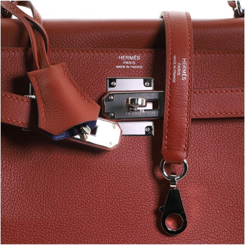 Women's or Men's Hermes Kelly Handbag Verso Evercolor with Palladium Hardware 28