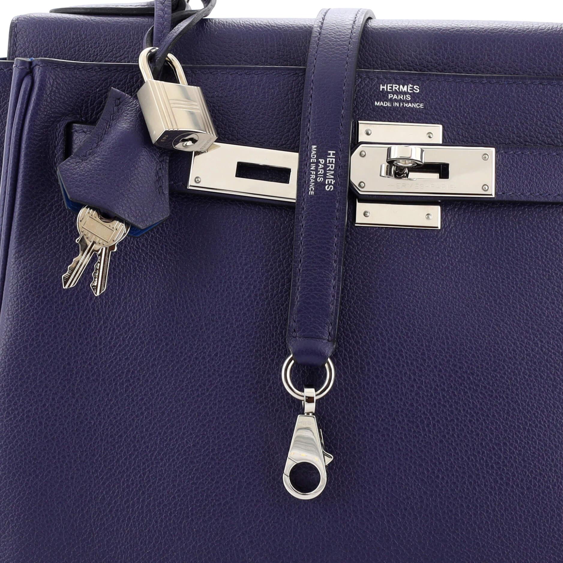 Hermes Kelly Handbag Verso Evercolor with Palladium Hardware 28 3