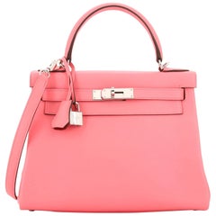 Hermes Kelly Handbag Verso Evercolor with Palladium Hardware 28