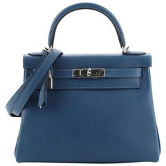 Hermes Kelly Handbag Verso Evercolor with Palladium Hardware 28