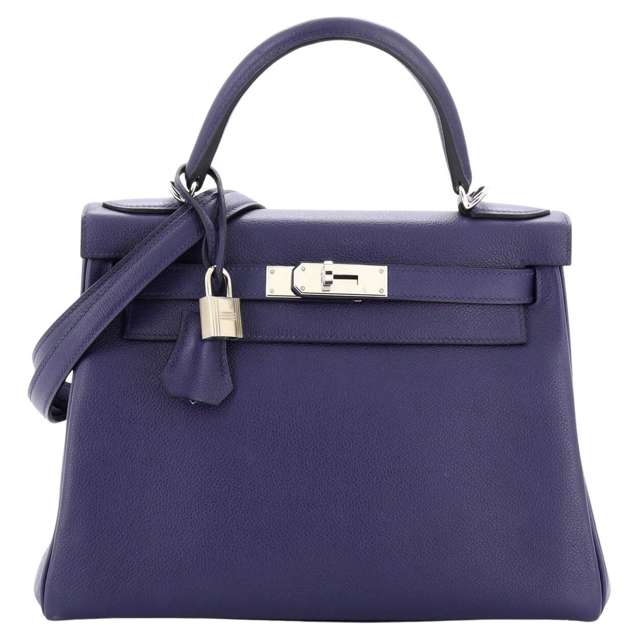 Hermes Kelly Handbag Verso Evercolor with Palladium Hardware 28