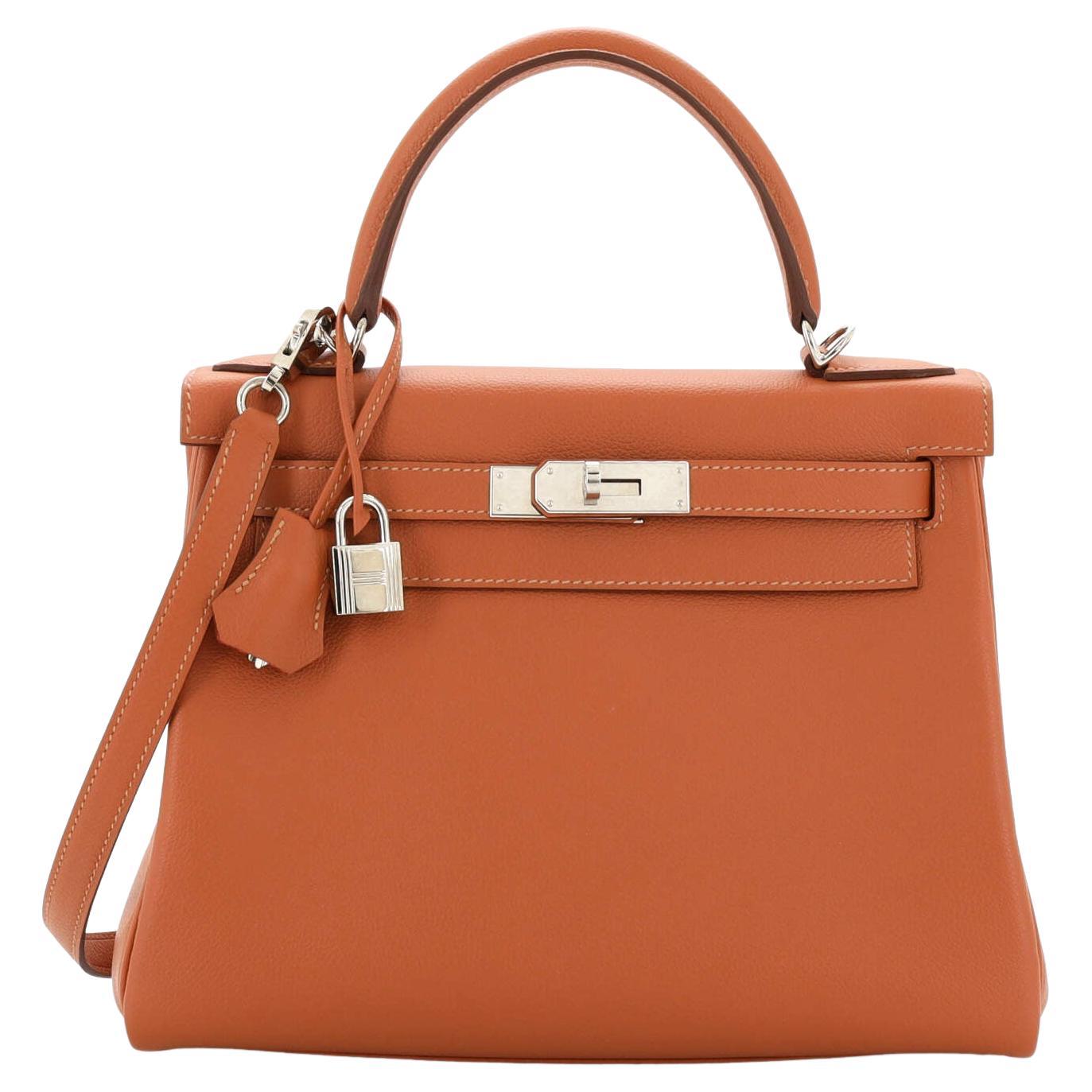 Hermes Kelly Handbag Verso Evercolor with Palladium Hardware 28