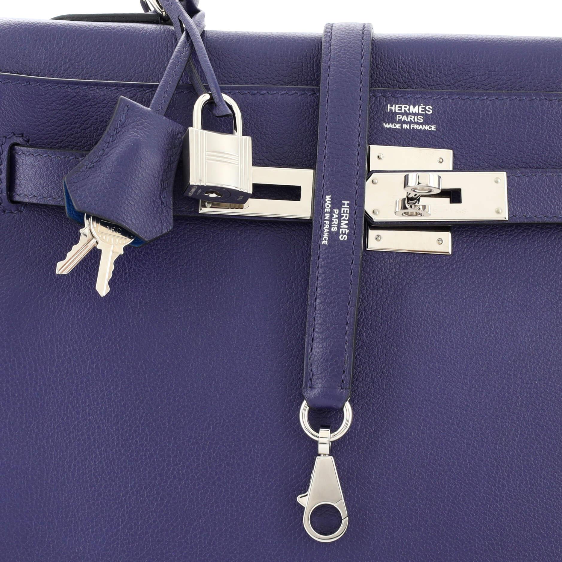 Hermes Kelly Handbag Verso Evercolor with Palladium Hardware 32 3
