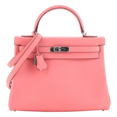 Hermes Kelly Handbag Verso Evercolor with Palladium Hardware 32