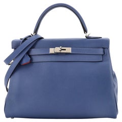 Hermes Kelly Handbag Verso Evercolor with Palladium Hardware 32