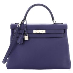 Hermes Kelly Handbag Verso Evercolor with Palladium Hardware 32