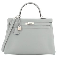 Hermes Kelly Handbag Verso Togo with Palladium Hardware 35