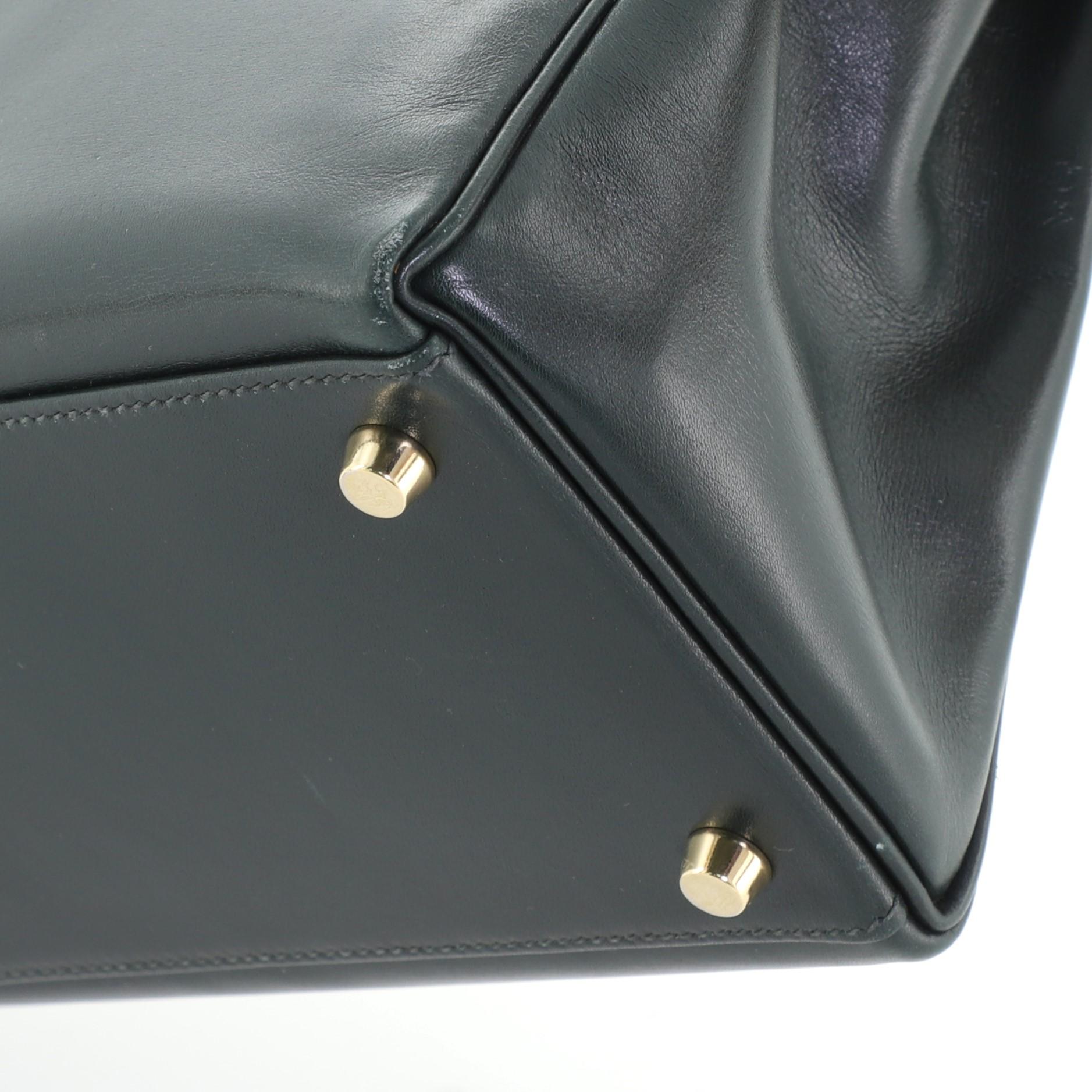 Women's or Men's Hermes Kelly Handbag Vert Anglais Box Calf with Gold Hardware 32