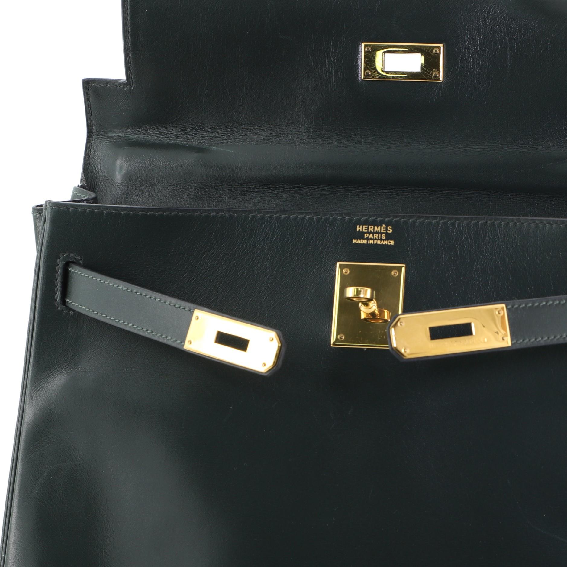 Hermes Kelly Handbag Vert Anglais Box Calf with Gold Hardware 32 1
