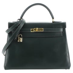 Hermes Kelly Handbag Vert Anglais Box Calf with Gold Hardware 32