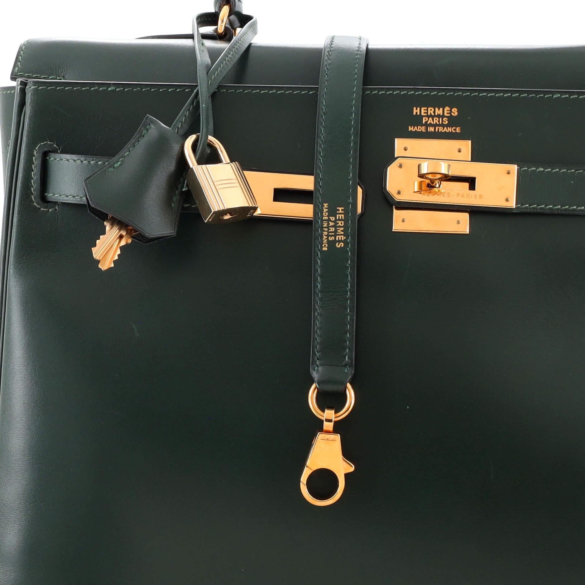 Hermes Kelly Handbag Vert Anglais Box Calf with Gold Hardware 35 2