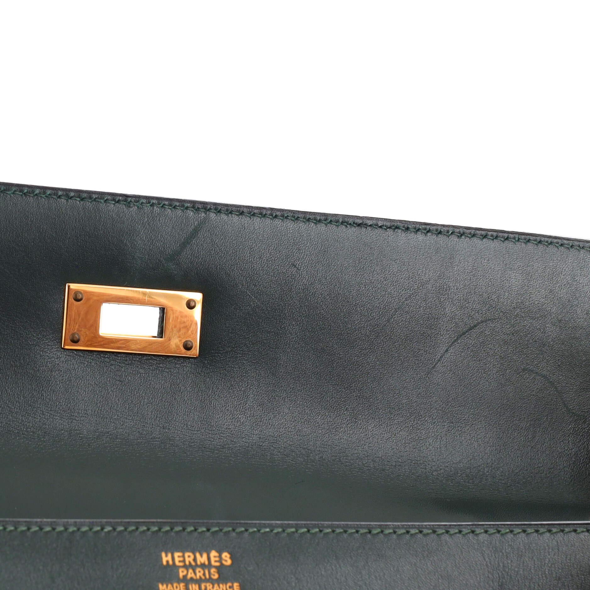 Hermes Kelly Handbag Vert Anglais Box Calf with Gold Hardware 35 4