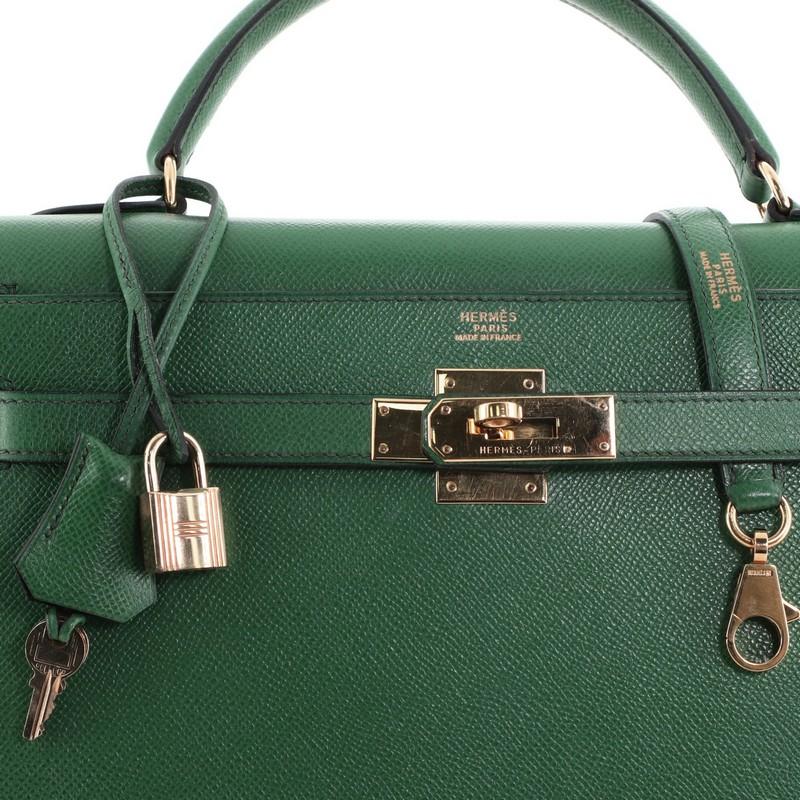 Hermes Kelly Handbag Vert Bengale Courchevel with Gold Hardware 32 1