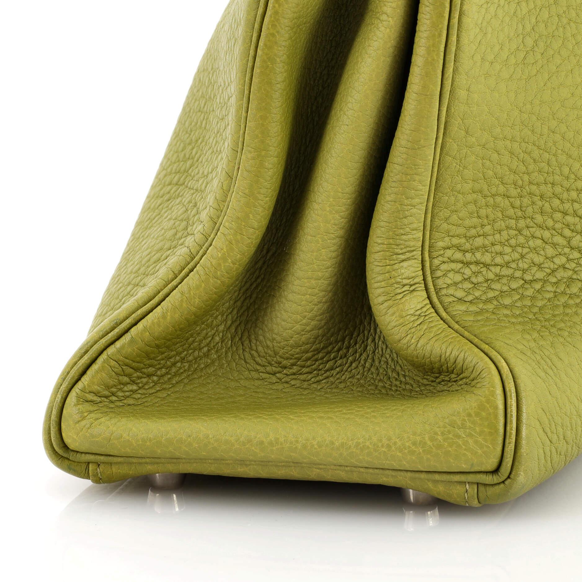 Hermes Kelly Handbag Vert Chartreuse Clemence with Palladium Hardware 28 4