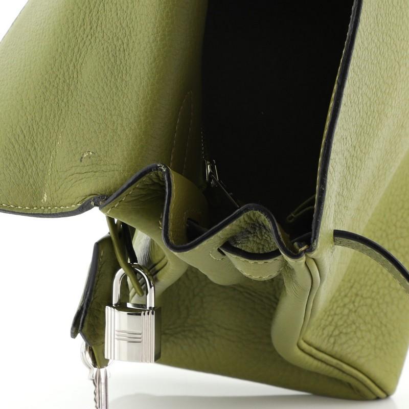 Hermes Kelly Handbag Vert Chartreuse Clemence With Palladium Hardware 32 2