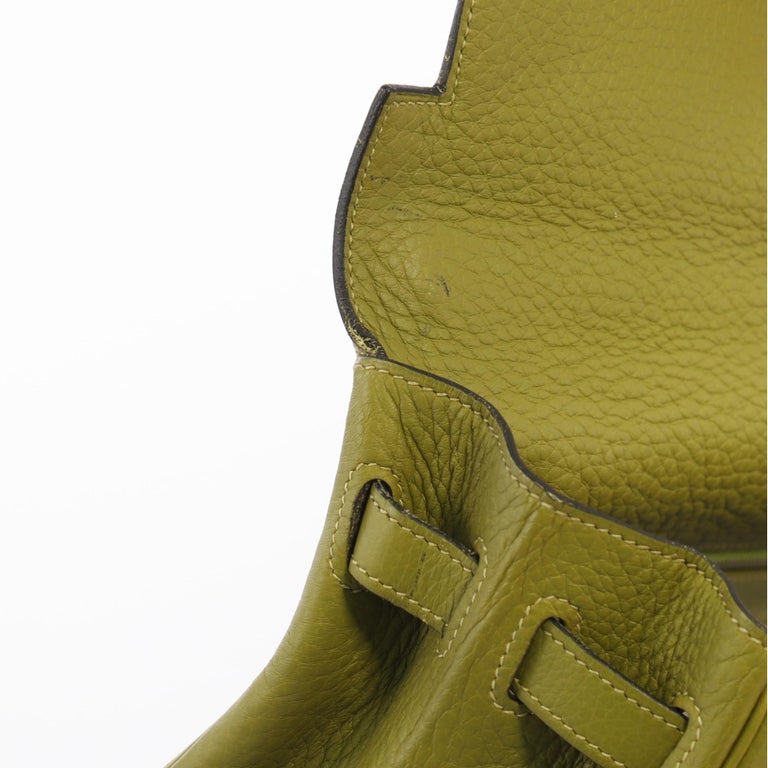 Hermes Kelly Handbag Vert Chartreuse Clemence with Palladium Hardware ...