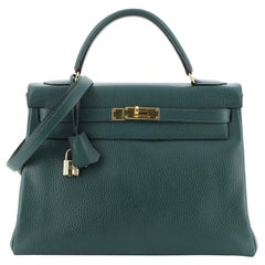 Hermes Kelly Handtasche Vert Clair Ardennes mit Gold Hardware 32