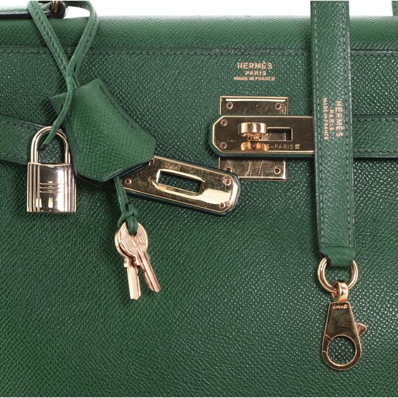 Hermes Kelly Handbag Vert Clair Courchevel with Gold Hardware 32 4