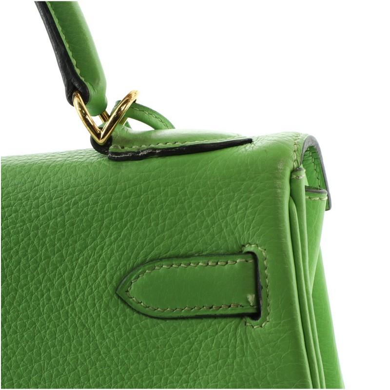 Hermes Kelly Handbag Vert Cru Clemence with Gold Hardware 32 6